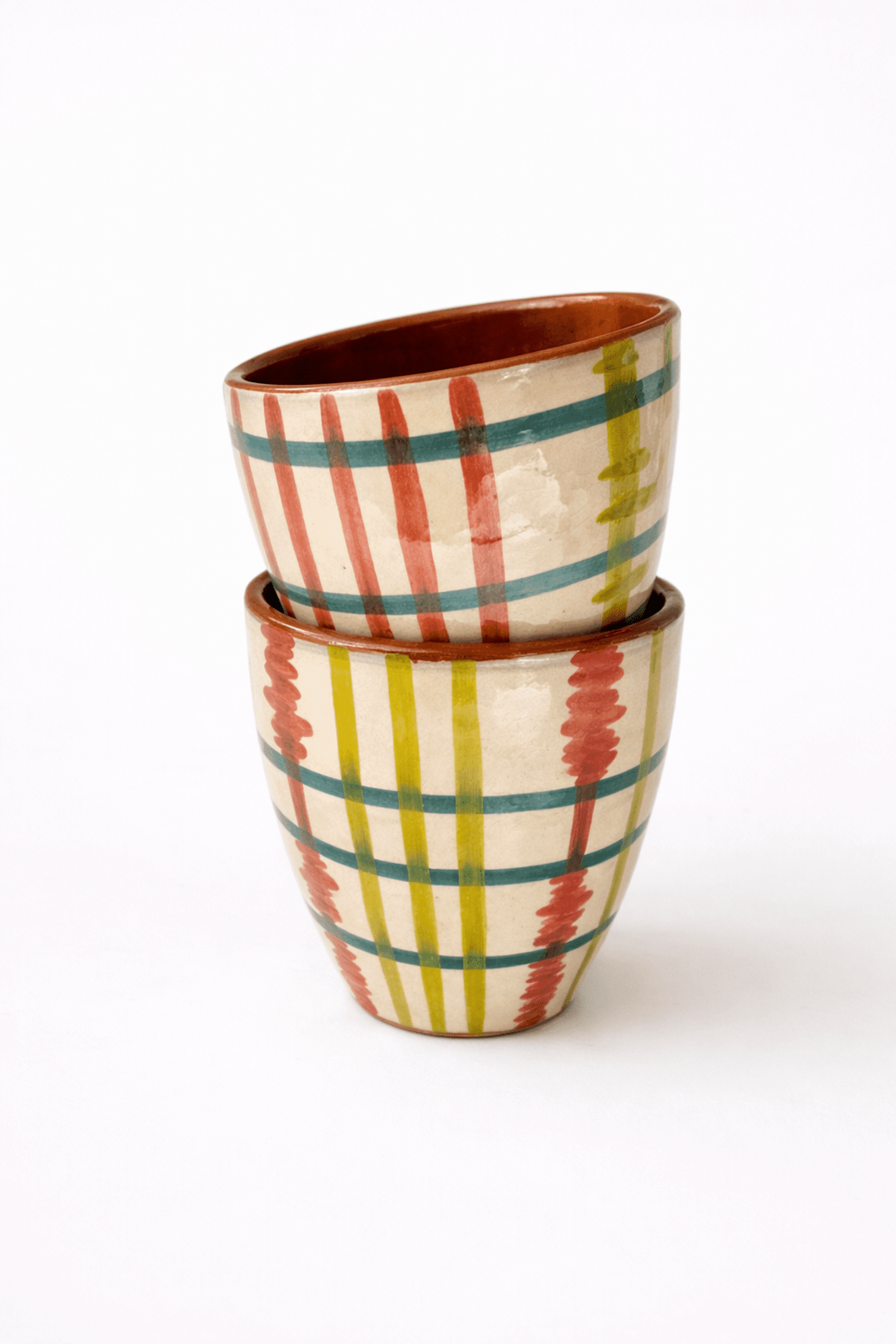 Juego de dos vasos de cerámica pintados a mano - 2