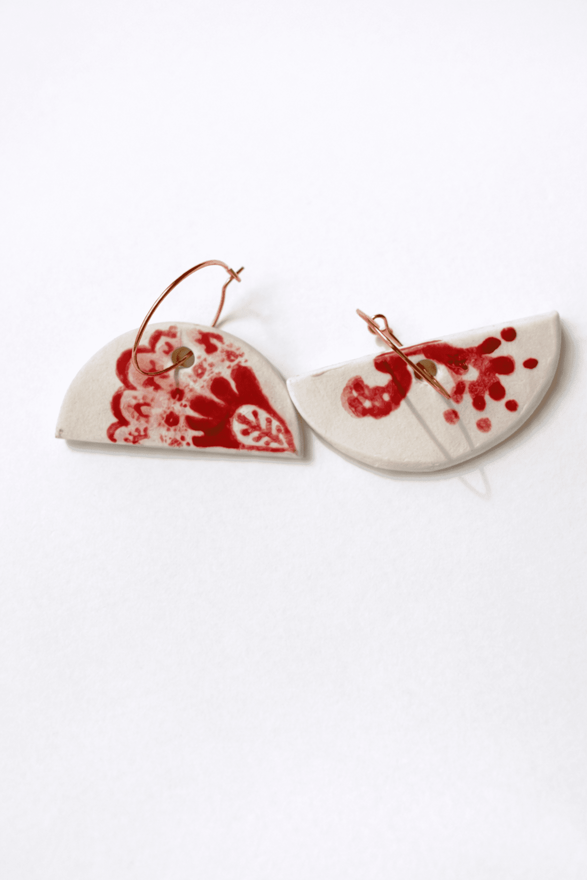 Pendientes de porcelana pintados a mano - 1